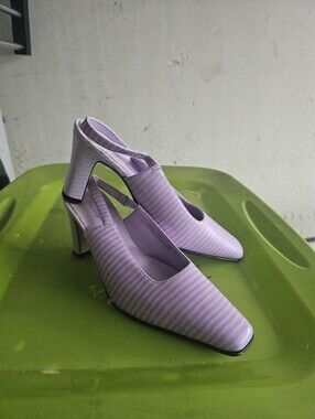 Lilac Slingback Block Heel Pumps - Women